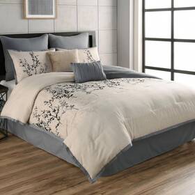 90742 Riverbrook Home Hayden Comforter Set Queen Blue/taupe 8 Piece