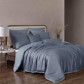 90762 Riverbrook Home Noble Tencel Comforter Cover Set Queen Smoke Blue/sky 8 Piece