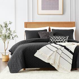 Roaringwild 313096449487 Black Queen Size Quilt Bedding Sets With Pillow Shams Lightweight Soft
