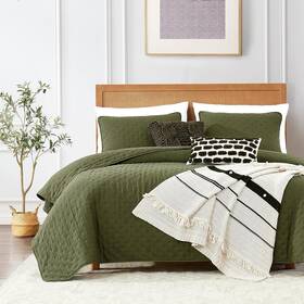 Roaringwild 313106368326 Green Queen Size Quilt Bedding Sets With Pillow Shams Olive Lightweight Soft