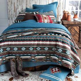 Rods 008246820338 C&f Home Wyatt Southwestern Stripe And Graphic Shape Reversible Blue Quilt.in Ma Rods 008246820338 C&f Home Wyatt Southwestern Stripe And Graphic Shape Reversible Blue Quilt.in Ma
