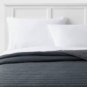 89195653 Room Essentials King Satin Quilt Dark Gray -