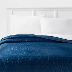 89195657 Room Essentials Twin/twin Extra Long Satin Quilt Dark Blue - Midweight Sateen