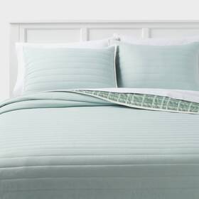 89619160 Room Essentials Full/queen Plaid Microfiber Quilt Light Green -