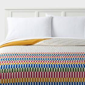 89638820 Room Essentials Full/queen Satin Quilt Dark Gold - Lightweight Stripe