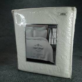 Rbmglt8966 Royal Borough Queen Coverlet Set White 2-piece Matelasse 100% Cotton Oeko-tex