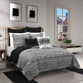3109045kqlst Royal Court Dalton - Black King/cal King 3pc. Quilt Set