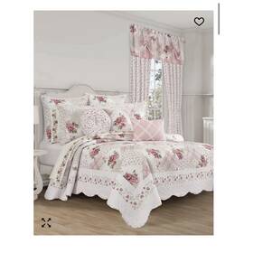 279802kqlst Royal Court Home Bungalow King Quilt Set Floral Quilted Pink Green Polyester