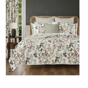 2864066kqlst Royal Court Home Evergreen King Quilt Set Sage Floral Quilted 100% Polyester