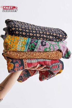 Royal Craft 744759958853 Indian Vintage Kantha Quilt Handmade Throw Reversible Cotton Blanket