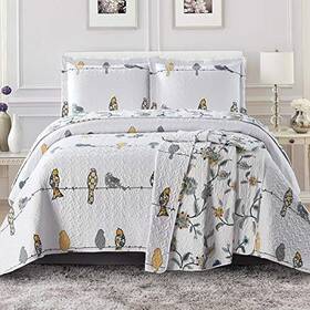 Royal Hotel Bedding 825624540110 Ayat Birds Oversized Coverlet Set Luxury Printed Design Quilt Bedspread