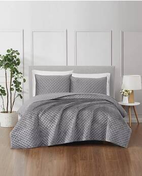 Qs5622gyfq-2600 Royal Velvet Qs5622gyft-2600 Diamnond Quilt Full/queen 3 Pcs Grey