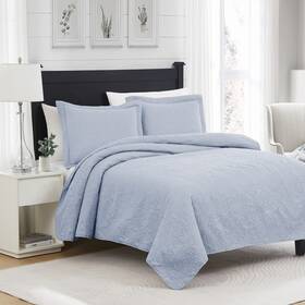 Bsm34708q Rt Designers Collection Milla 3pc Pinsonic All Season Quilt Set For Revitalize Bedroom Queen Blue