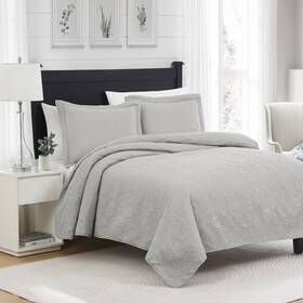 Bsm34784q Rt Designers Collection Milla 3pc Pinsonic All Season Quilt Set For Revitalize Bedroom Queen Silver