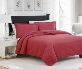 Bsr34877q Rt Designers Collection Ruby Pinsonic Quilt Red - Queen Size 3 Piece