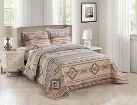 Rugs 4 Less 313023831880 Rustic Southwest Quilted Western Bedspread Bedding Set In Brown Beige Taupe Char