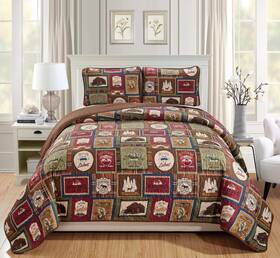 Rugs 4 Less 635309792488 Southwestern Great Outdoors Wilderness Cabin Lodge And Lakehouse 2piece Quilt Be