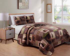 Rugs 4 Less 665752459836 Rustic Western Lodge Quilted Plaid Reversible Bedspread Set Full/queen Brown