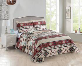 Rugs 4 Less 745484357058 Rustic Striped Southwestern Quilt Stitched Western Bedspread Bedding Set With