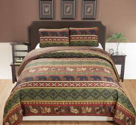8541805507 Rugs 4 Less Rustic Western Southwestern Brown Quilt Set With Native American Designs Griz