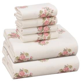 Ruvanti 810159794305 Flannel Sheets Queen Size 6 Pcs - 100% Cotton Double Brushed Bed Shee