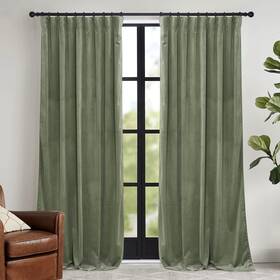 Rybuscpp5sd2-1l-2024 Ryb Home Sage Green Velvet Curtains 84 Inches Room Darkening Super Soft Velv