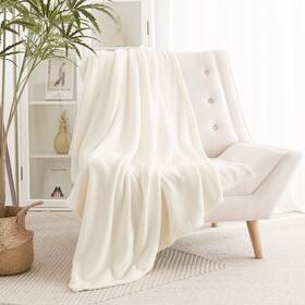 Rybustbsl27-5060c11 Ryb Home Bedding Flannel Blanket Throw Size All Season Fuzzy 50 Inch X 60 Cream