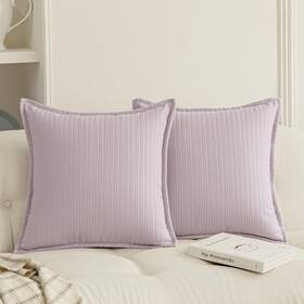 Hrblgdlvd20d Rythome Set Of 2 Cozy Striped Herringbone Flange Throw Pillow Covers Aesthetic Embos