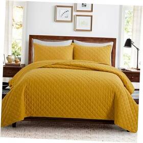 Safonory 445020332381 Mustard Yellow Quilt Size - Summer Soft King Diamond