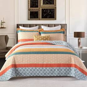Sahsahcasa 614166324476 Quilt Set 100% Cotton King Bedding Boho Reversible Lightweig