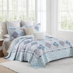 Sahsahcasa 658358518793 100% Cotton 120x120 Oversized California King Bedspread Coverlet Quilt Set