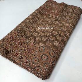 B08lbpv1ll Sambhav Quilt Hub Brown Ajrakh Hippie Queen Kantha Handmade Bohemain