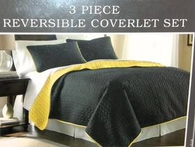 Sanctuary 645470144351 3-pc Pacific Coast Leaf Steel Gray/bamboo Coverlet Set Queen - New