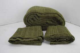 0326-hfg Sanracie Cotton Waffle Weave Olive Green Quilted Bedspread Set King