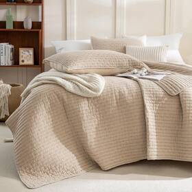 B0fy2nnvdx Sanracie 100 Cotton Oversized King Quilt 120x120 Warm Taupe Colored Cross