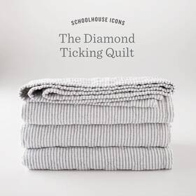 104705 Schoolhouse King Diamond Ticking Quilt Discontinued - Guc Smalls Stain