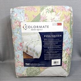 M65081 Sears Vtg Colormate Mini Quilt Full/queen Garden Star Floral 86 Inch X86 New In Pkg