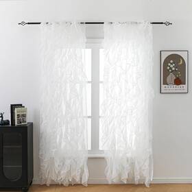 Tll-84 Seibeh Tex Cascade Farmhouse Shabby Chic Sheer Voile Vertical Ruffled Waterfall Window F