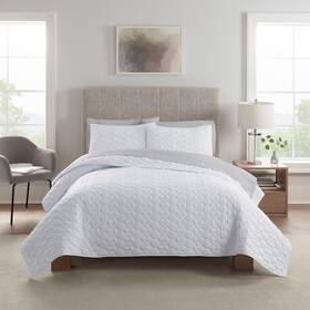 Serta 081806710638 Simply Comfort Soft Modern 3 Piece Solid Bedding Quilt Set With Pillow Case F