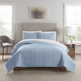Serta 081806710690 Simply Comfort Soft Modern 3 Piece Solid Bedding Quilt Set With Pillow Case F