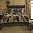 Set Feathered Point Quilt 8 King Black Dakota Khaki Bedding 6pc Star