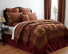 Set King Quilt Burgundy Cotton Skirt Ninepatch Tan Star Pc 4