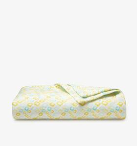 2405fqquaqu Sferra Youth Geometrico Queen Quilt Aqua Yellow Diamond Percale Print Italy New