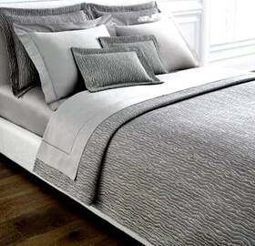 4308kgblgnm Sferra Ondate Gunmetal King Coverlet Wavy Two Toned Textured Cotton Italy New