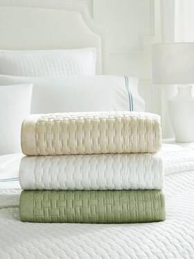 4407qnqusnd Sferra Queen Sand Quilted Coverlet Geometric Motif Cotton Sampietrini Italy New