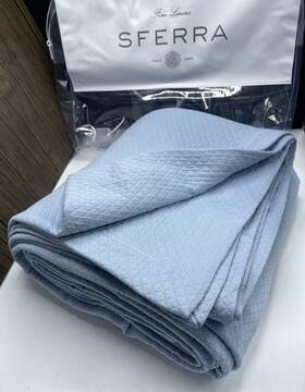 Sferra 780870148551 225 Rombo King Coverlet Sea 114 X 100 Inch 100% Cotton Diamond Finish