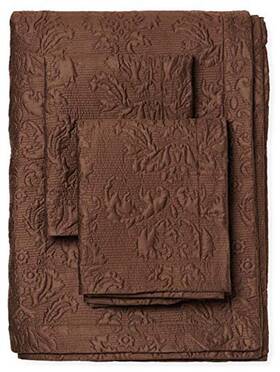 Sferra 780870556639 Harrison King Quilted Coverlet 2 Shams Chocolate Brown Cotton Sateen New