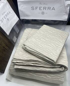 Sferra 780870733641 Ondate Reversible Queen Blanket Cover One Standard Sham Dark Khaki New
