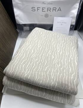 Sferra 780870733658 854 Ondate Reversible King Blanket Cover Bedcover Dark Khaki Italy New