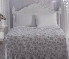 83364 Shabby Chic Twin Bedspread Plisse Purple Floral Print New Nip Cottagecore